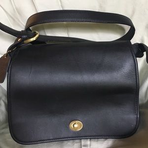 Vintage Coach black leather crossbody bag